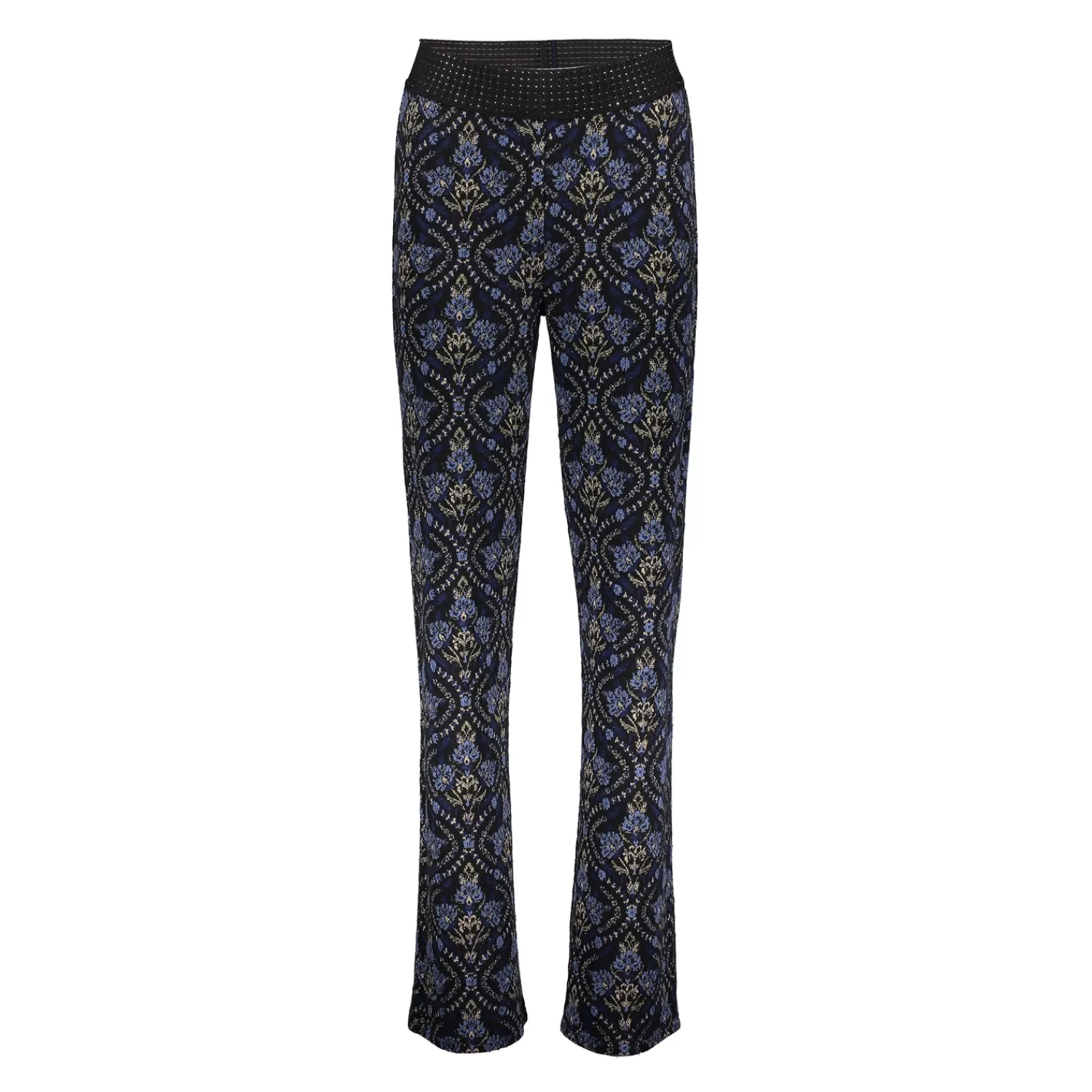 Geisha Fashion Broeken*Geisha Dames Flare Broek Met Print 41674-20 zwart