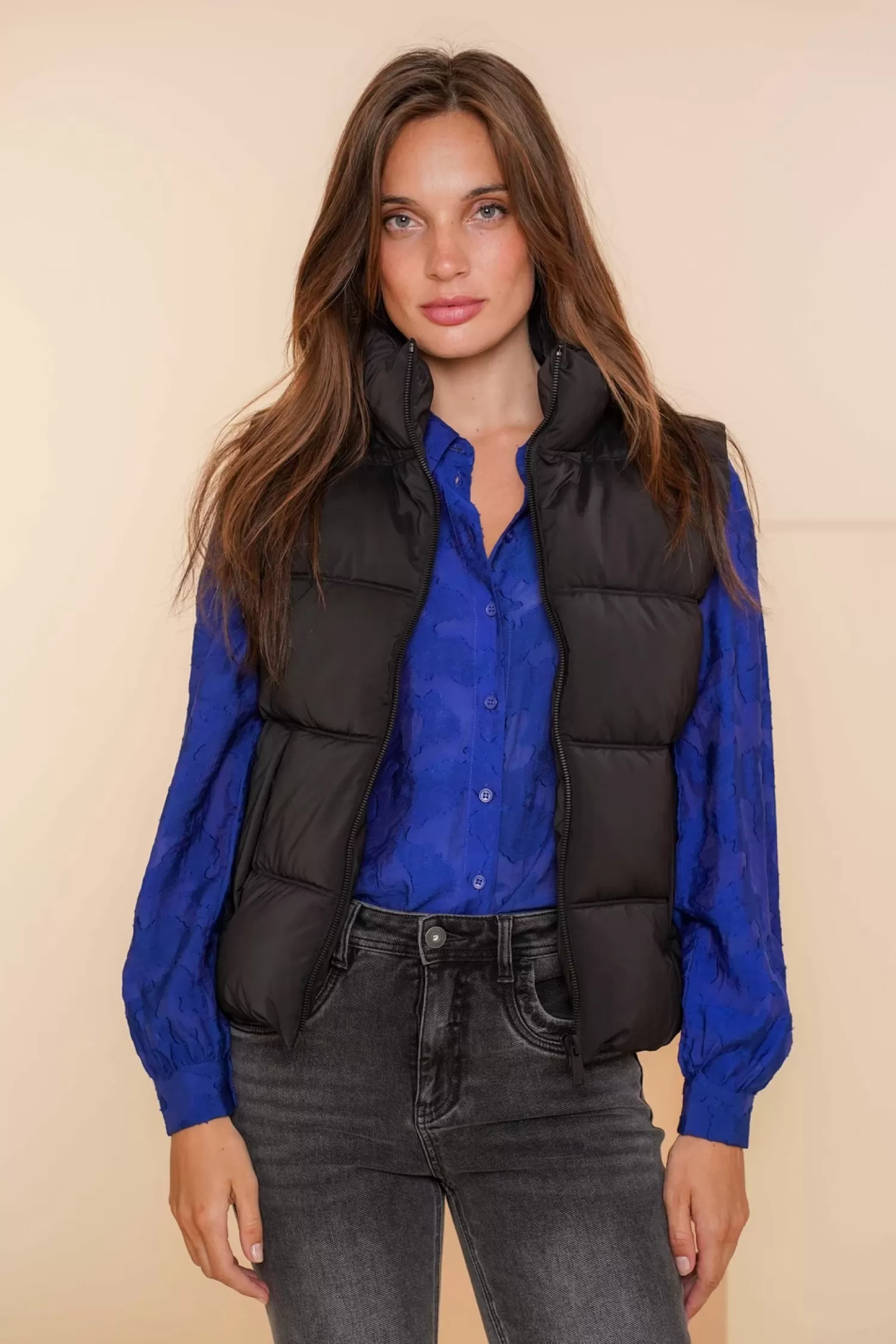 Geisha Fashion Jassen & Jacks*Geisha Dames Gewatteerde Bodywarmer 48527-21 zwart