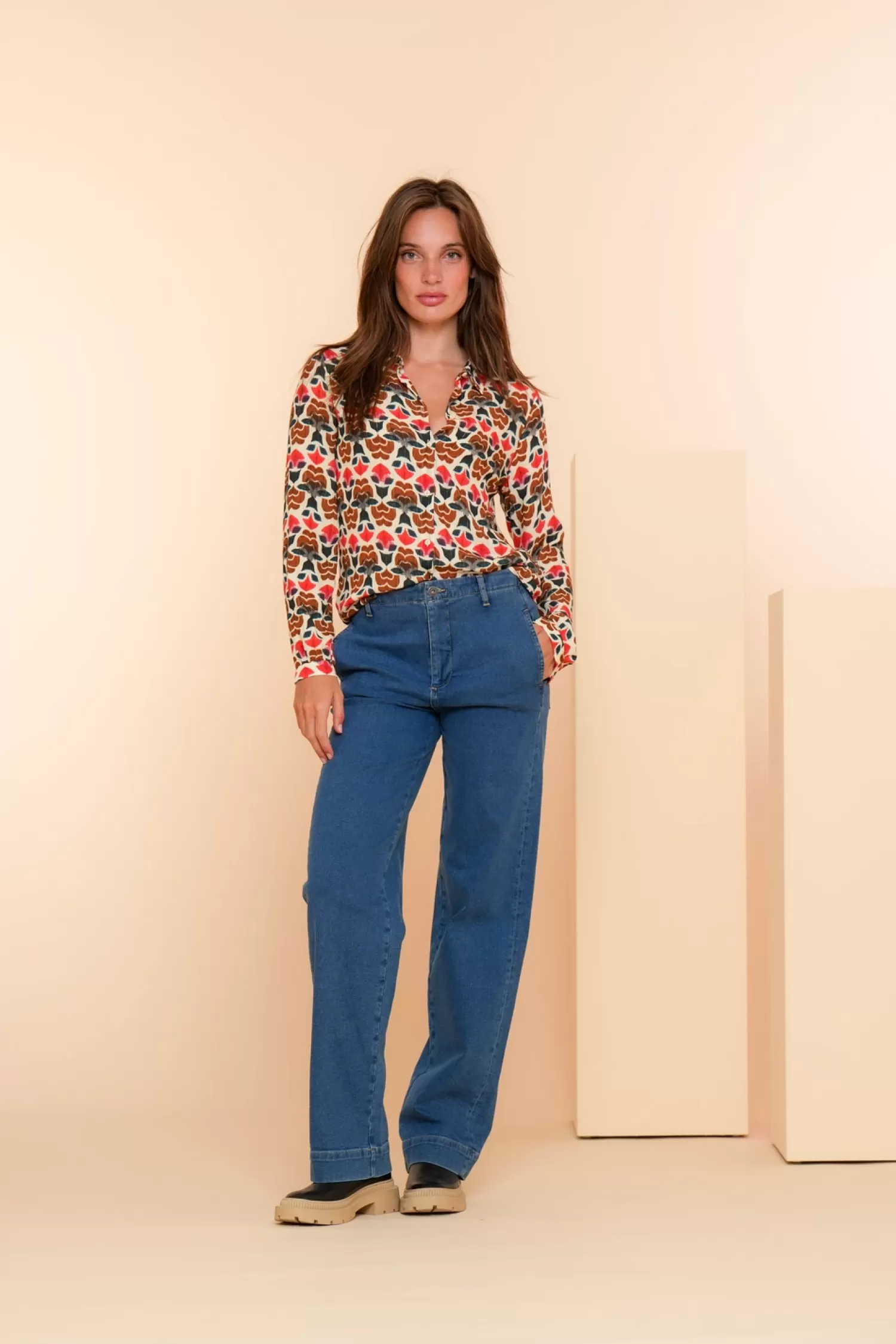 Geisha Fashion Denim | Broeken*Geisha Dames High Loose Jeans 41620-99 mid blue denim