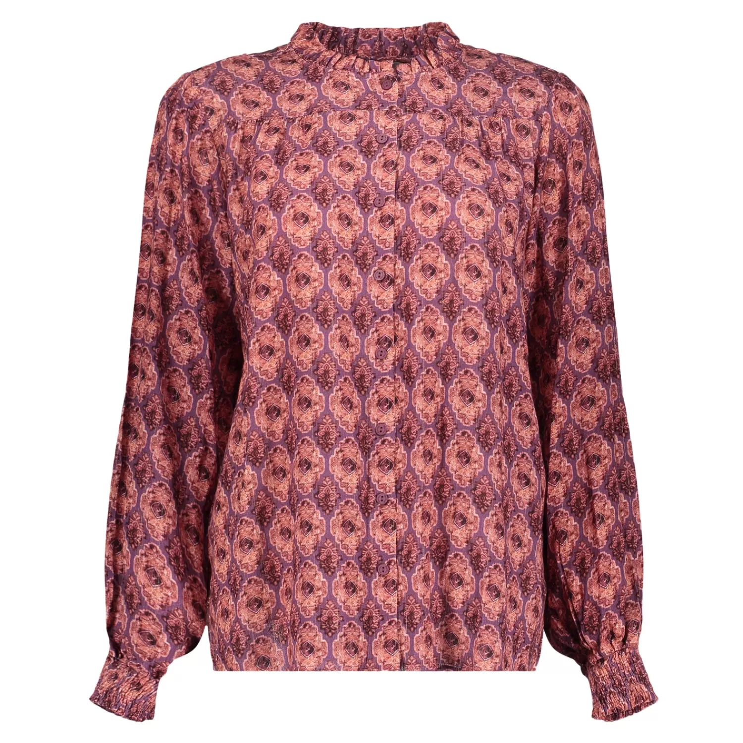 Geisha Fashion Blouses*Geisha Dames Kleurrijke Blouse Met Ikat Print 43698-20 mauve