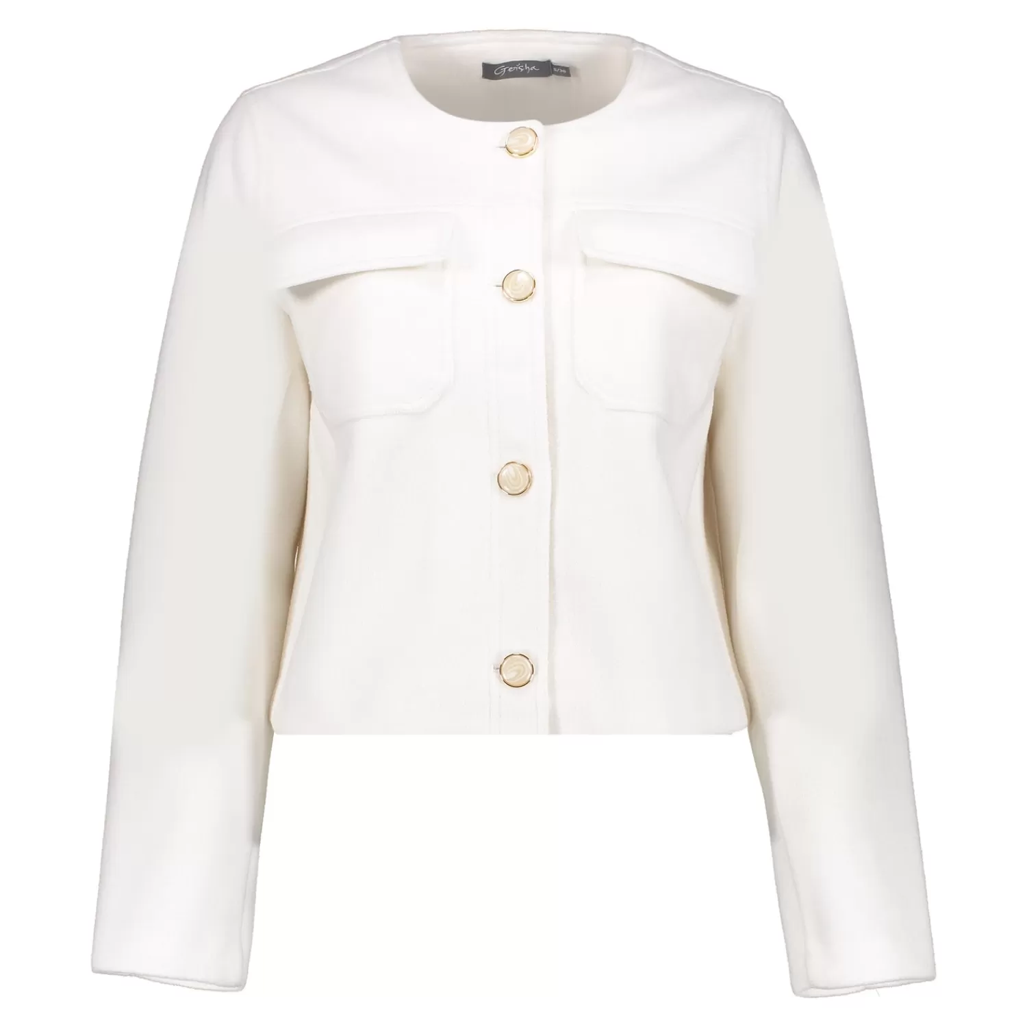 Geisha Fashion Jasjes & Blazers*Geisha Dames Korte Blazer Met Gouden Knopen 45514-10 off-white