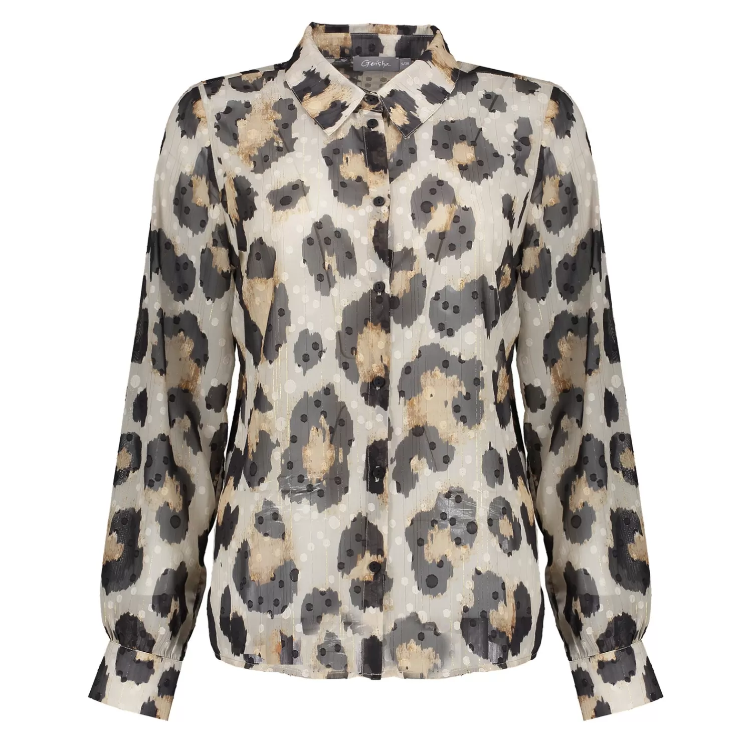 Geisha Fashion Blouses*Geisha Dames Leopard Blouse 43690-20 sand