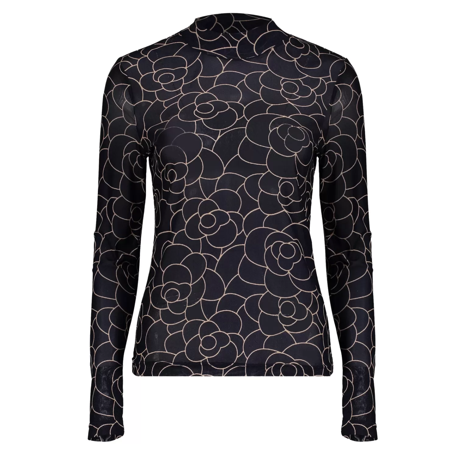 Geisha Fashion Tops & T-shirts*Geisha Dames Mesh Top Met Bloemenprint 42531-14 navy