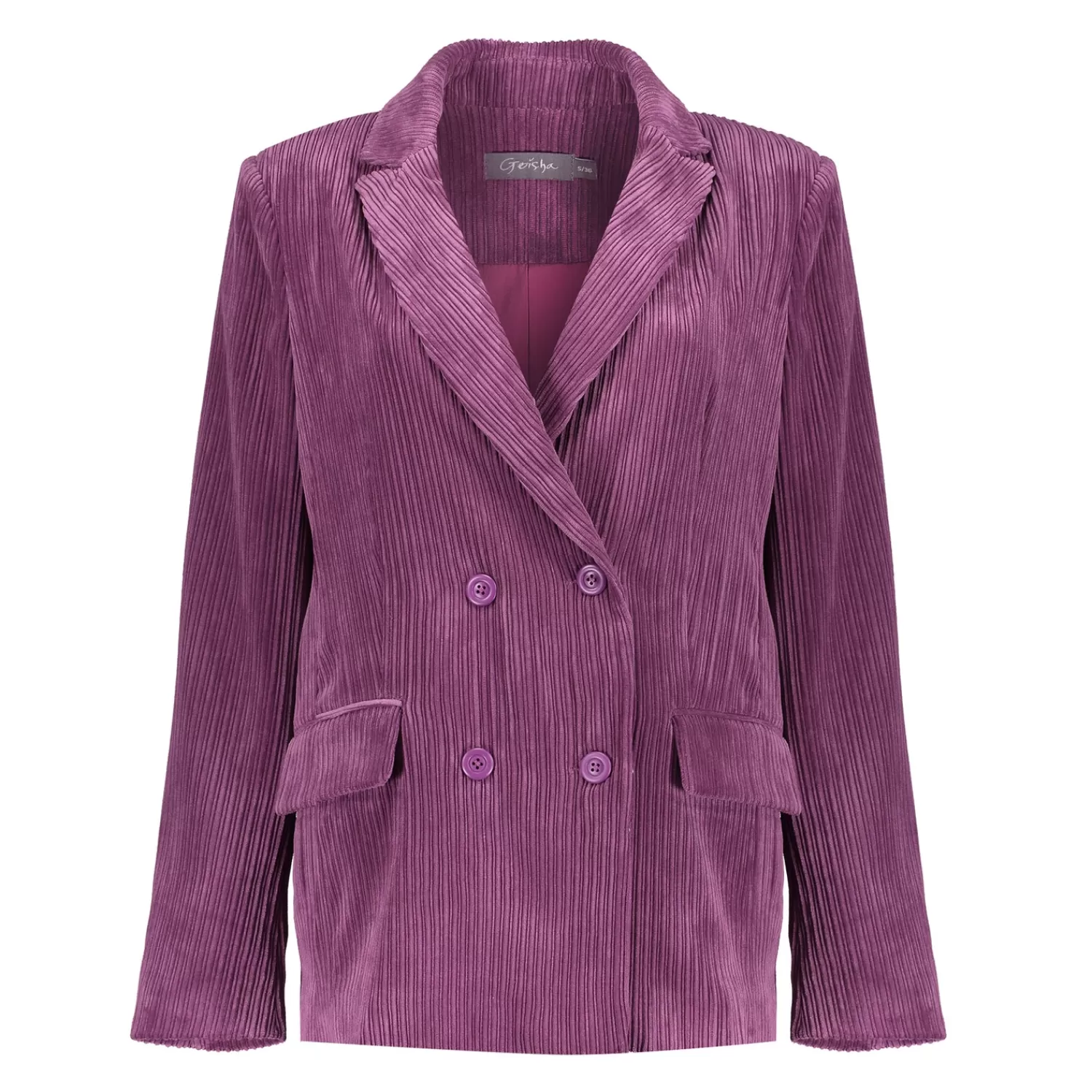 Geisha Fashion Jasjes & Blazers*Geisha Dames Ribfluwelen Blazer 45518-10 paars