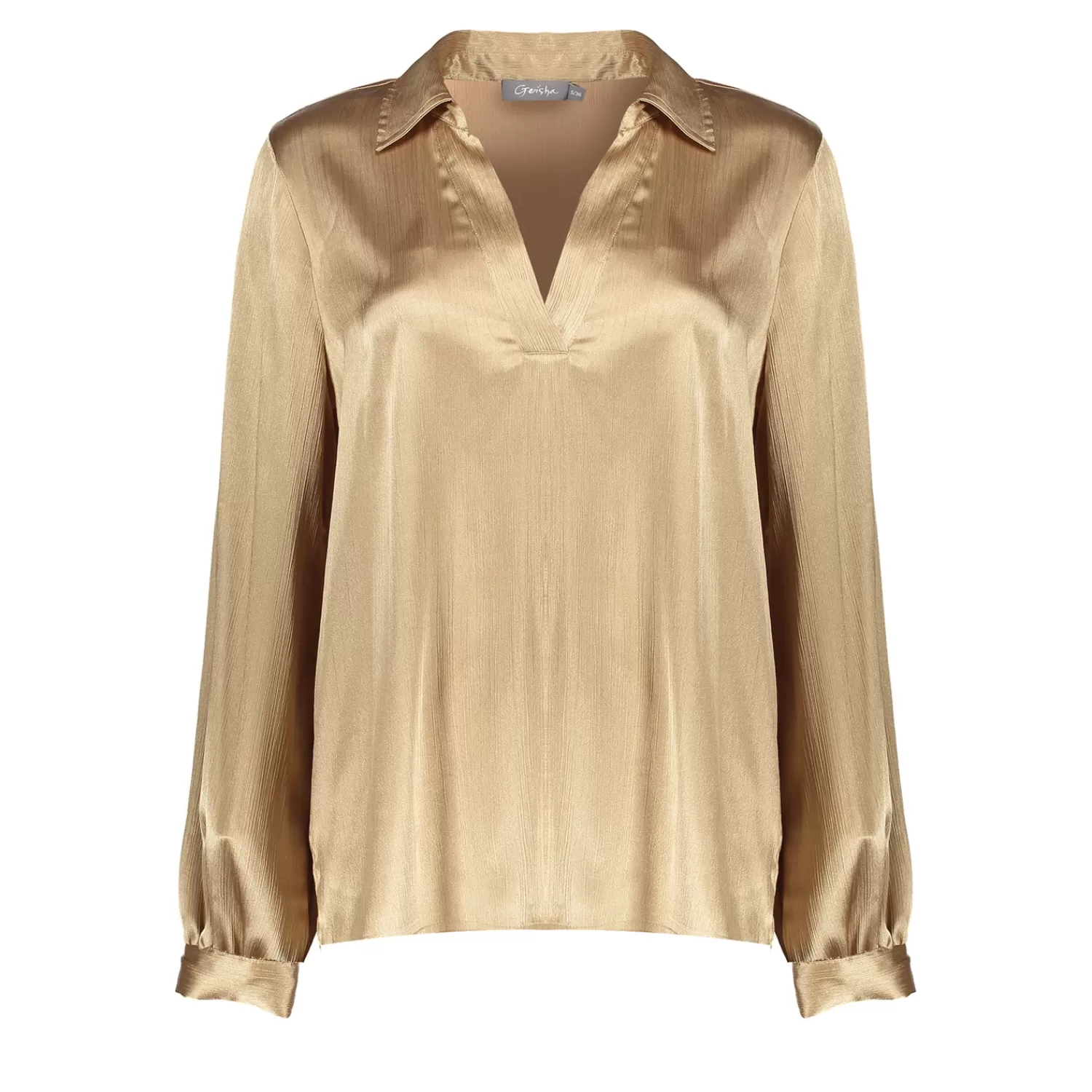 Geisha Fashion Tops & T-shirts*Geisha Dames Satin Top Met V-hals 43540-14 sand