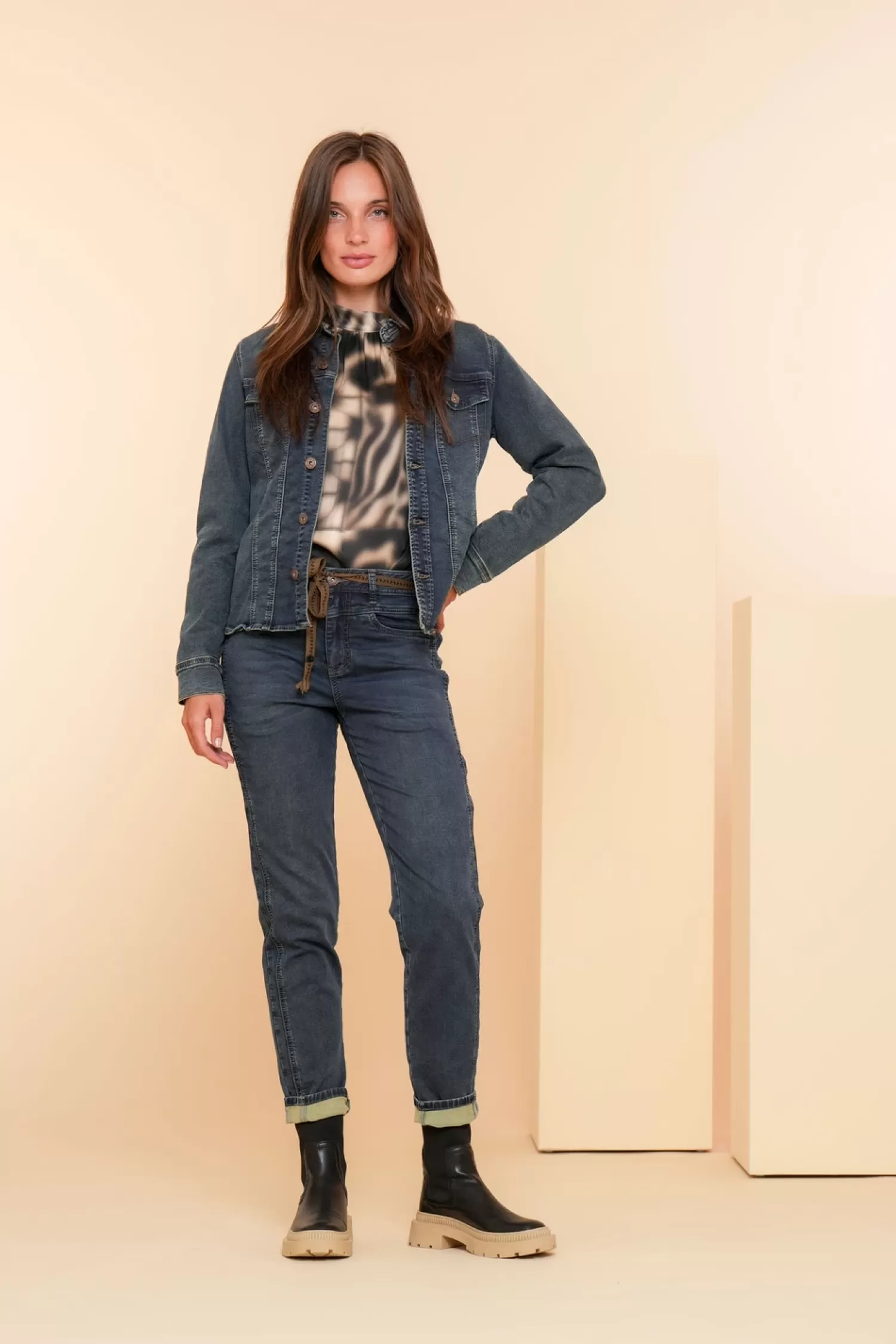 Geisha Fashion Broeken | Denim*Geisha Dames Slim Fit Jeans 41520-10 mid blue denim