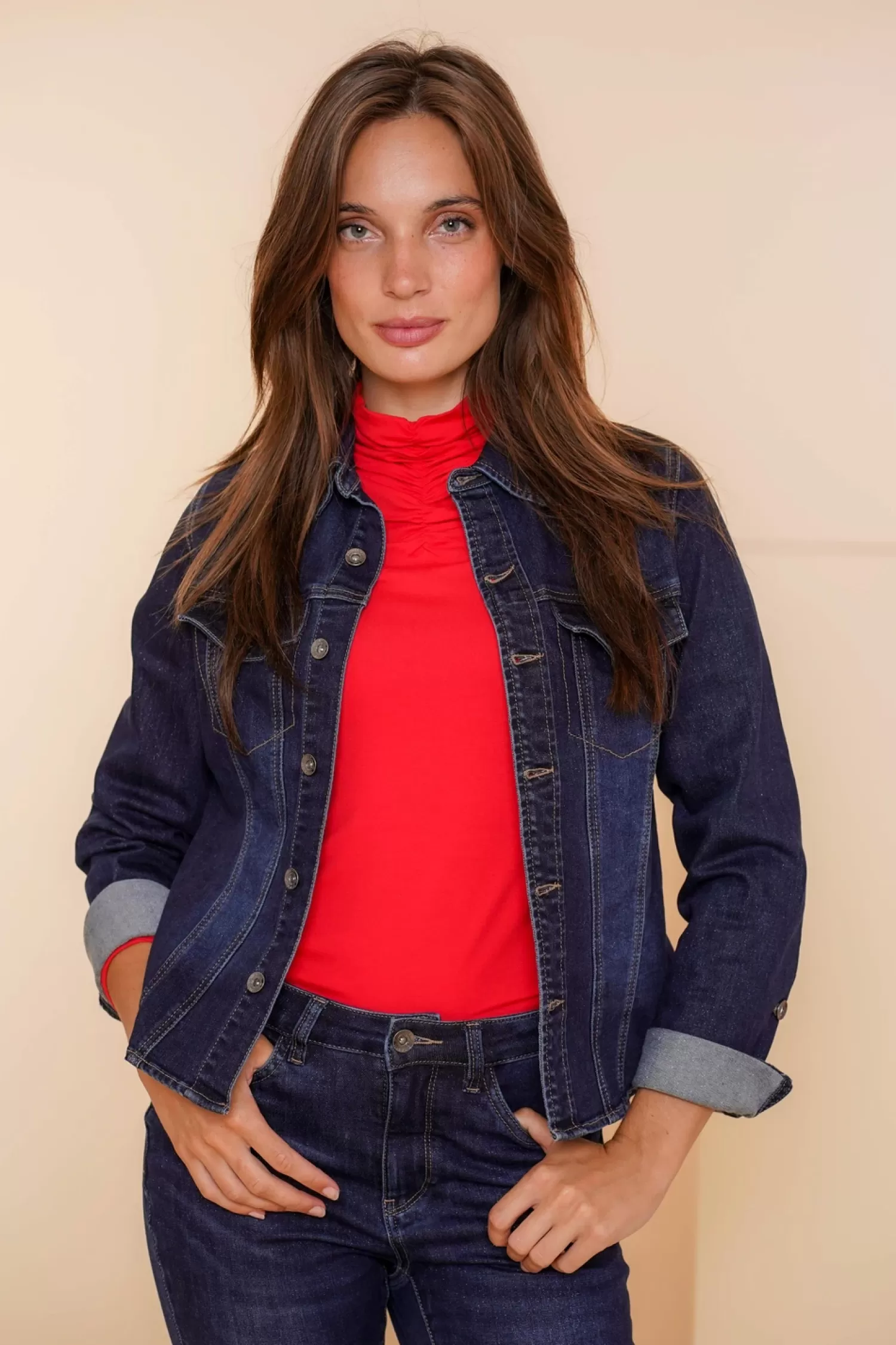 Geisha Fashion Denim | Jasjes & Blazers*Geisha Dames Spijkerjasje Met Lurex 45503-10 dark blue denim