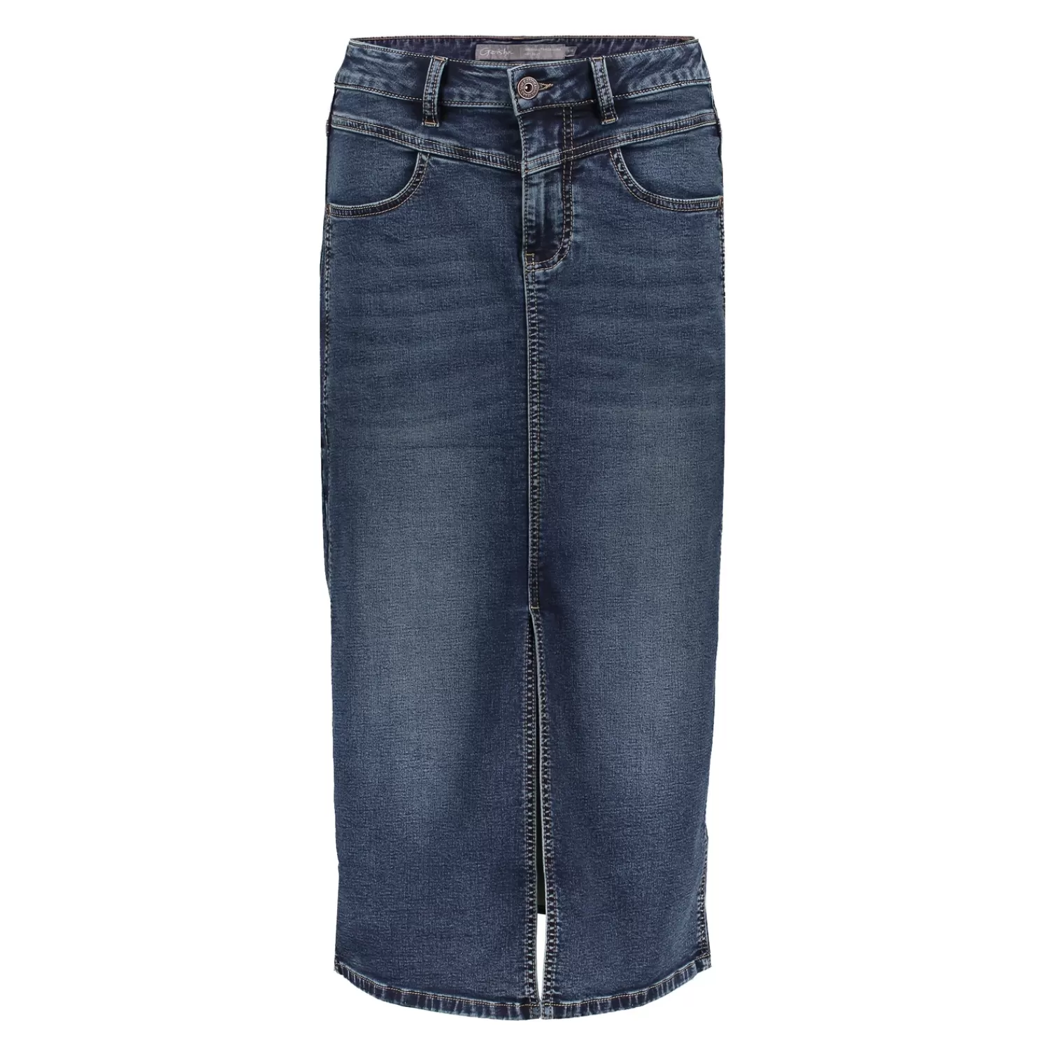 Geisha Fashion Rokken*Geisha Dames Spijkerrok Met Split En Ceintuur 46510-10 mid blue denim