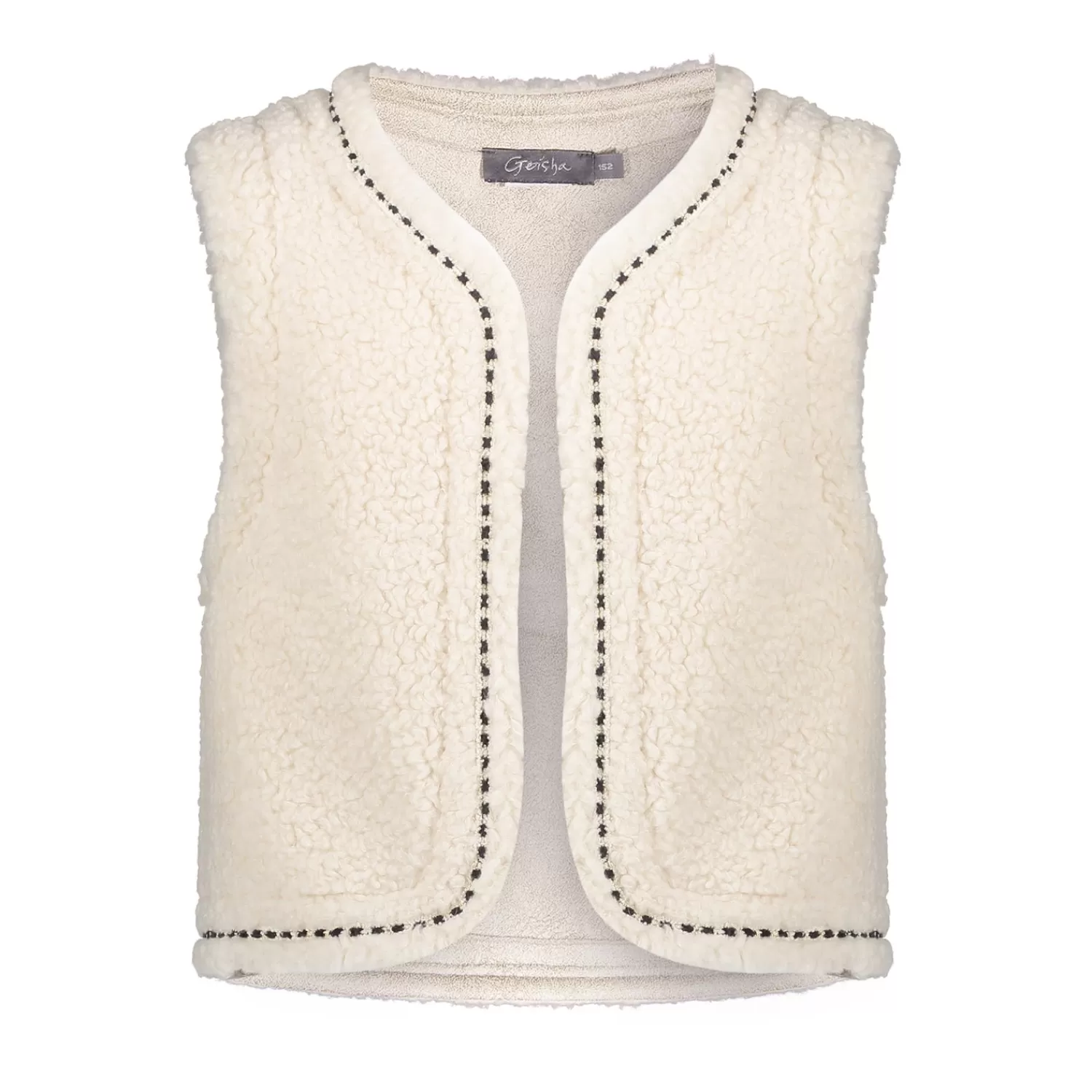 Geisha Fashion Truien & Vesten*Geisha Girls Teddy Gilet Met Broderie 45553K-19 off-white