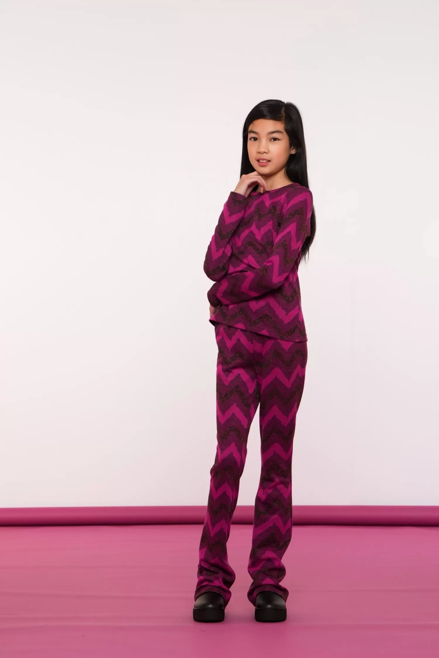 Geisha Fashion Tops & T-shirts*Geisha Girls Top Met Zigzag Print 42668K-20 fuchsia